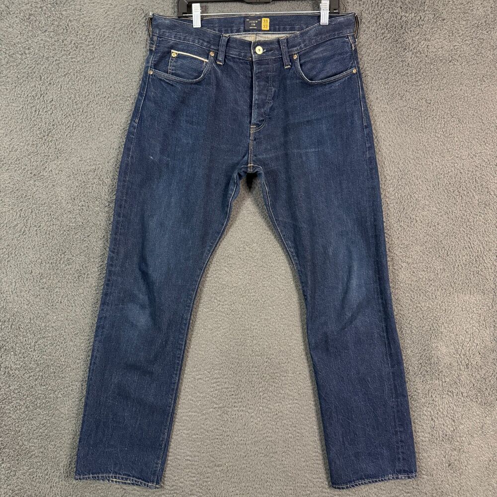 J Crew Jeans Mens 33x32 Blue 770 Straight Fit Selvedge Dark Wash Denim Pants